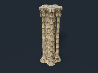 Gothic stone column Low-poly 3D model