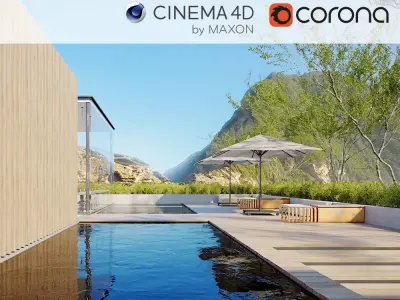Set 4 - Corona C4D - 4 x Scenes 3D Model Pack