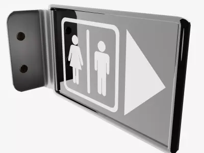 Restroom Sign - Wall Mounted 3D model