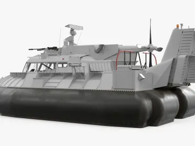  Retro Military Hover Vehicle with Armored Gray 