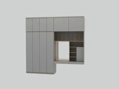 Wardrobe cabinet with doors and drawers 3D model