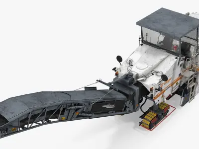 Dirty Asphalt Milling Machine Wirtgen 3D model