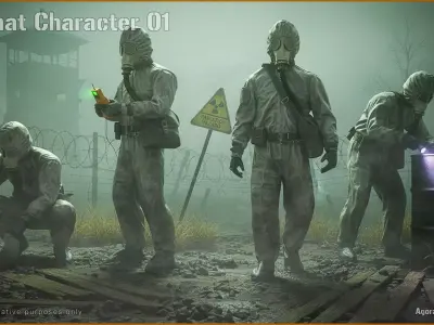 Hazmat Character 01 Low-poly 3D model