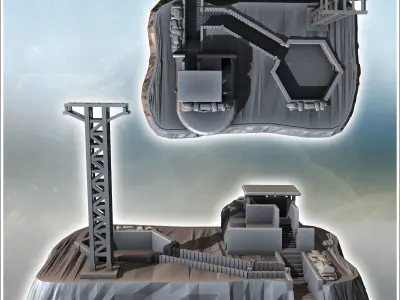 Military communication station with firing emplacement and under 3D print model purchase