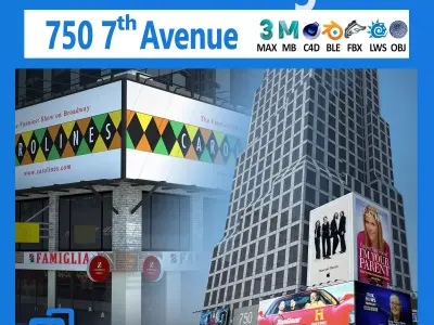 NYC Building 750 7th Avenue Low-poly 3D model