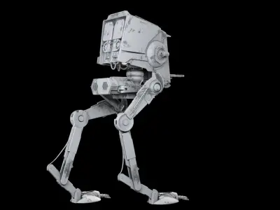 RIGGED Star Wars at st walker with walk cycle  3D model