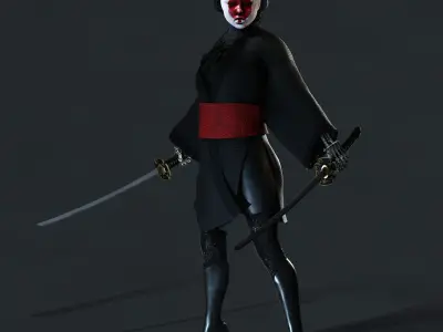 Geisha Assassin Character Low-poly 3D model