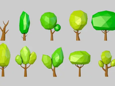 Low Poly Cartoon Tree Pack Low-poly 3D model