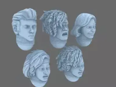 Galactic Boy Band Exposed Glam Rocker Heads 3D print model