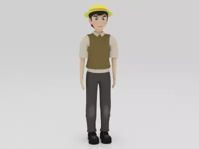 Character Street Bone Rigged  Low-poly 3D model