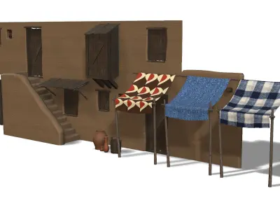 Desert 3D wall assets Low-poly 3D model