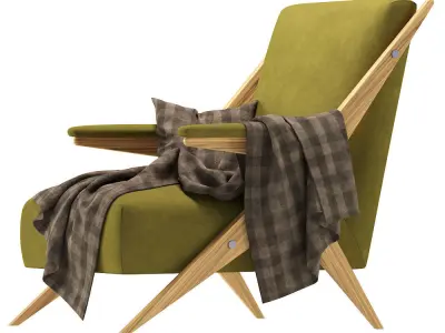 Italian Modernist Lounge Chairs Velvet 1960s 3D model