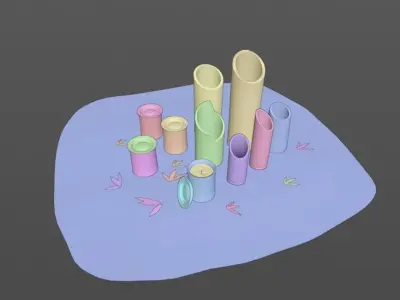 Japanese Bamboo Lanterns 3D model