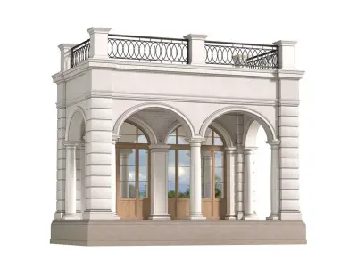 Facade with arched openings and a balcony Arched Entrance 3D model