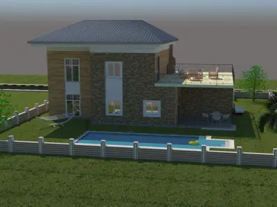 Modern House 3D model Low-poly 3D model purchase