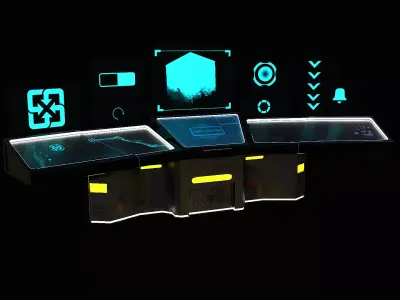 Sci-Fi Triple Console Game Ready  Low-poly 3D model