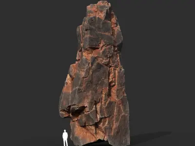 Low poly Black Yellow Cliff Modular 211126 Low-poly 3D model