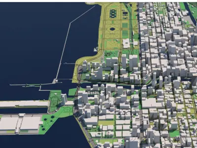 Chicago Illinois USA 25x25km 3D City Map 3D model