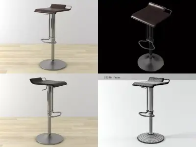 Hoppy bar stool in four different styles 3D model