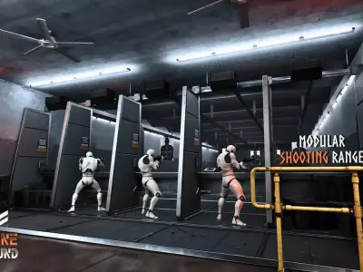 Modular Shooting Range Low-poly 3D model