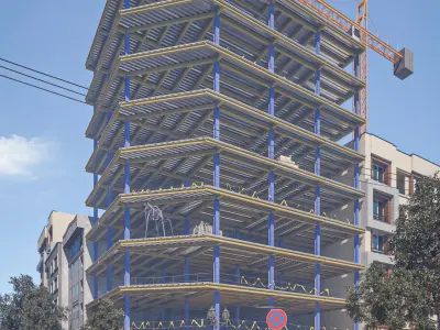 Steel Frame Building Low-poly 3D model