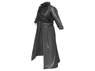 Men Long Casual Urban Street Agent Coat Low-poly 3D model
