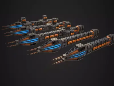 Modular Spaceship Six Low-poly 3D model