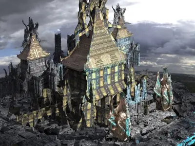 Sci-Fi City dystopia Rule city Statues 10  3D model