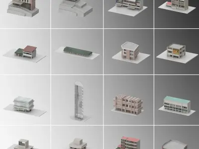 44 Traditional Taiwanese Housing  Low-poly 3D model