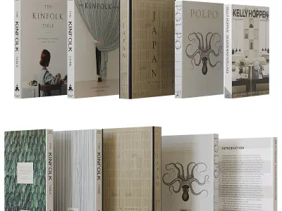 Books set on interior design 3D model