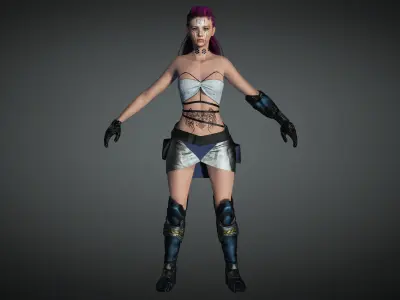 AAA Cyber Punk Female Character 08 Low-poly 3D model