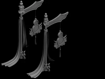Game Architecture - Main City - Brothel Accessories 01 3D model