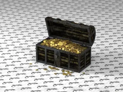 Chest With Golden Coins 3D model