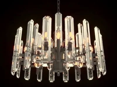 12 Flames Circle Cut Crystal Modern Minimal Chandelier Vray 3D model