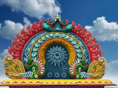 Indian Hindu Temple Modular Kit Low-poly 3D model