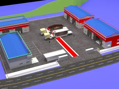factory gas station 3D model