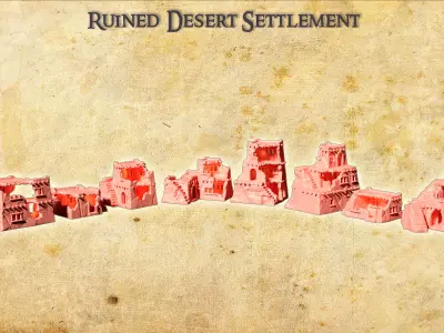 Ruined Desert Settlement Tabletop Terrain 28 MM 3D print model