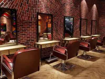 Industrial barbershop hair salon barber shop - 3ds max Blender 3D model