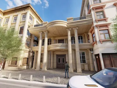 Classic stone facade-Building Classic Facade Element 3D model 4