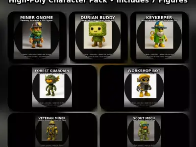 Kitbash Toy Heroes - High-Poly Character Pack 7 Figures 3D print model