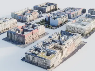 urban building blocks in berlin germany -  Set of 9 3d scanned  3D model