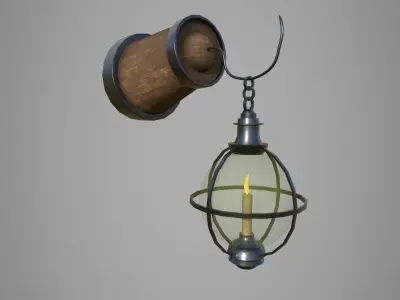 Medieval wall lamp Low-poly 3D model