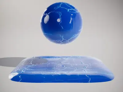 HQ PBR Textures Set Blue Marble Glossy Veined Texture