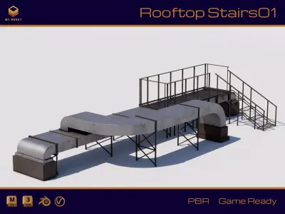 Rooftop Stairs 01 Low-poly 3D model