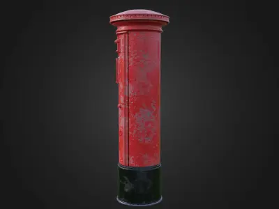 British Post Box Low-poly 3D model