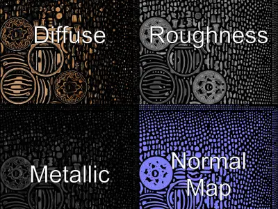 Ornate Brass Door Knocker Model Pack Low-poly 3D model