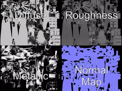 Futuristic Robotic Hand Model Pack with Articulated Joints Low-poly 3D model