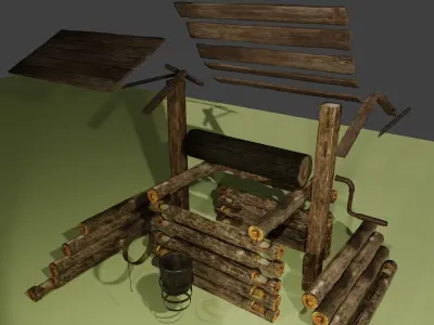 Old Well Low Poly model modular Low-poly 3D model