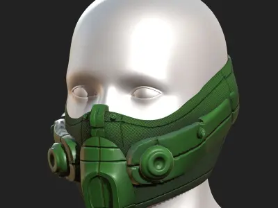 Gas mask respirator scifi futuristic  Low-poly 3D model 4