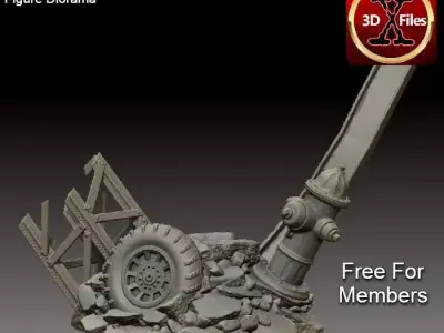 Street Ruins and Rubble - Action Figure Diorama - 3D Print File 3D print model